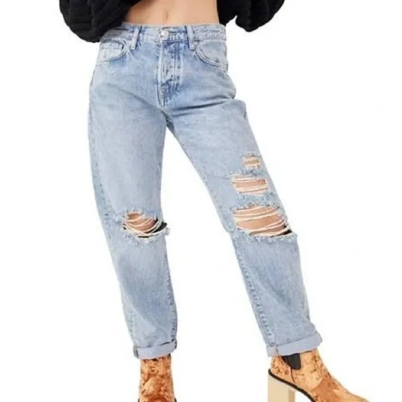 Free People/We The Free Bren Button Fly Boyfriend Jeans - Size 26 - Picture 1 of 11